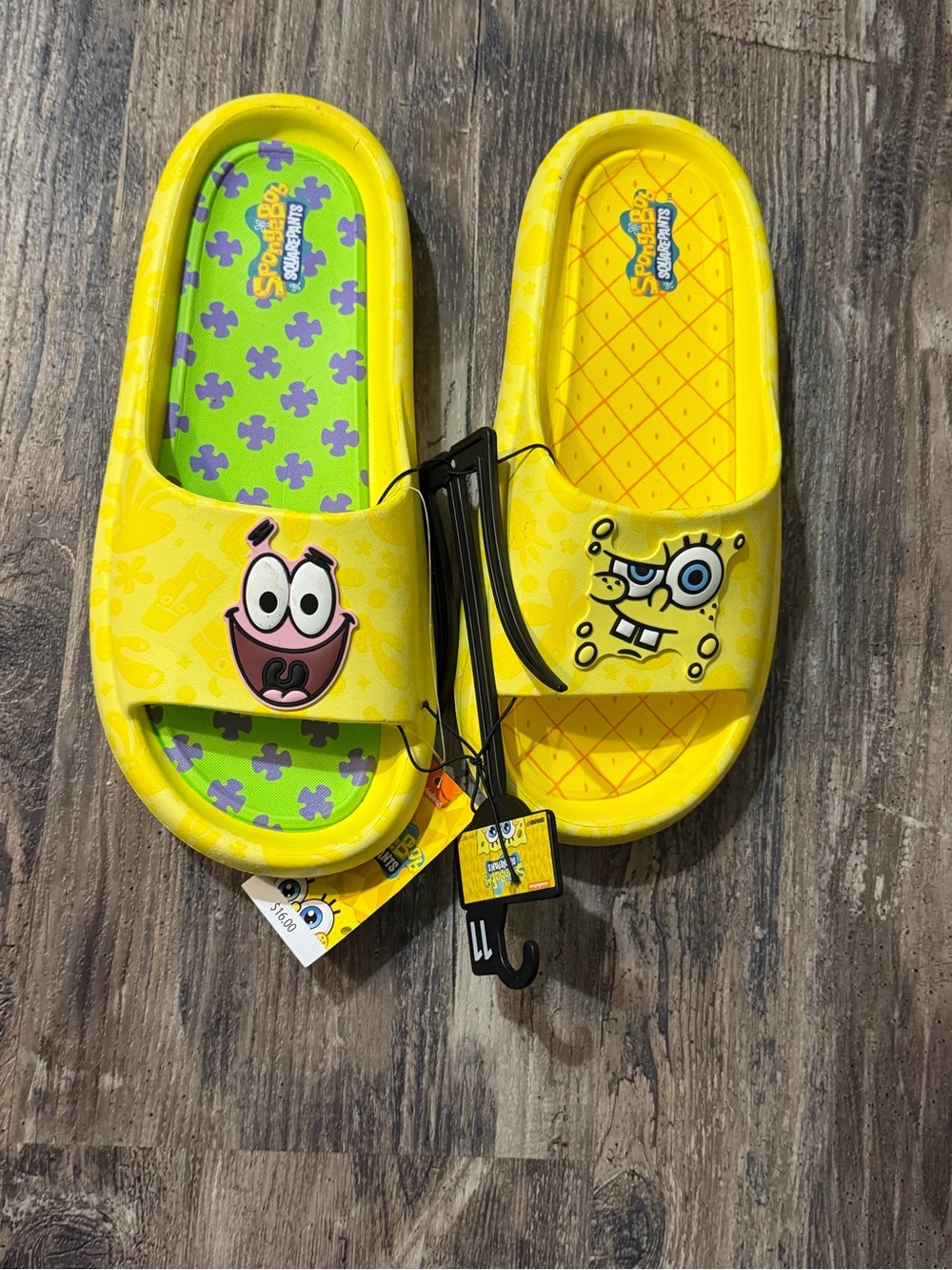 Nickelodeon SpongeBob Yellow Kids' Slide Sandals with Cartoon Prints